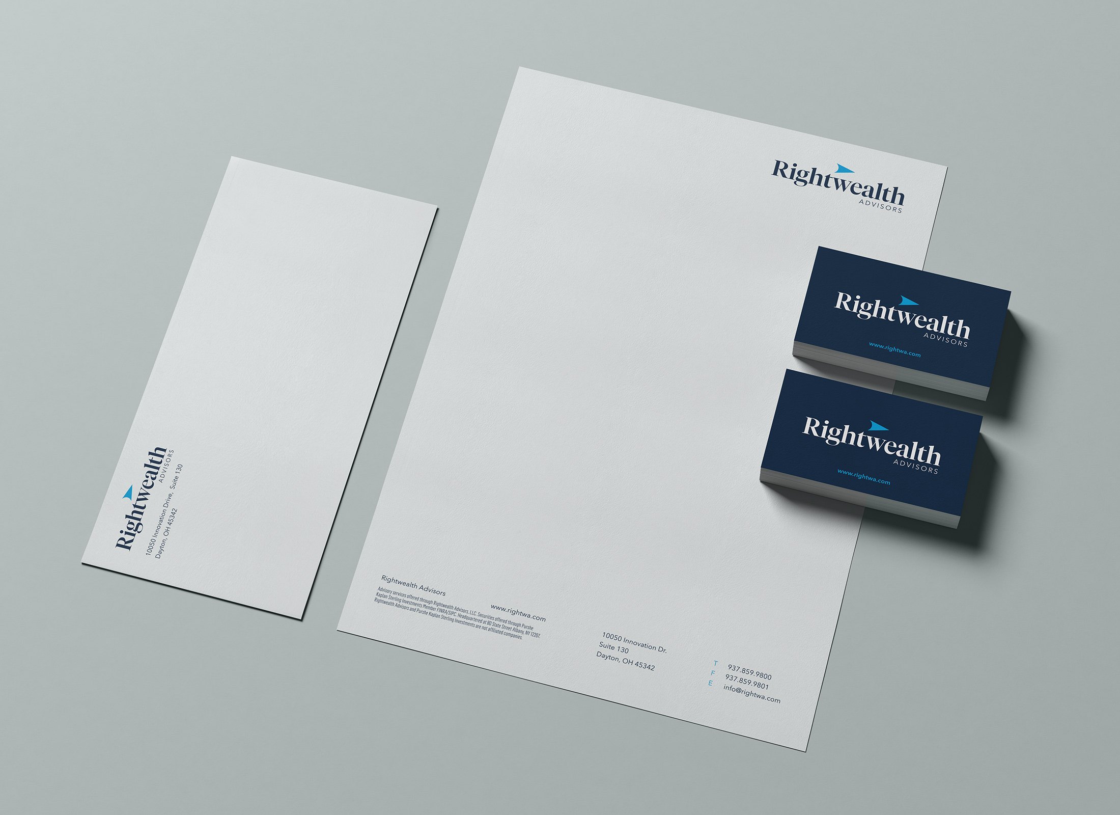 Rightwealth Advisors letterhead and business cards