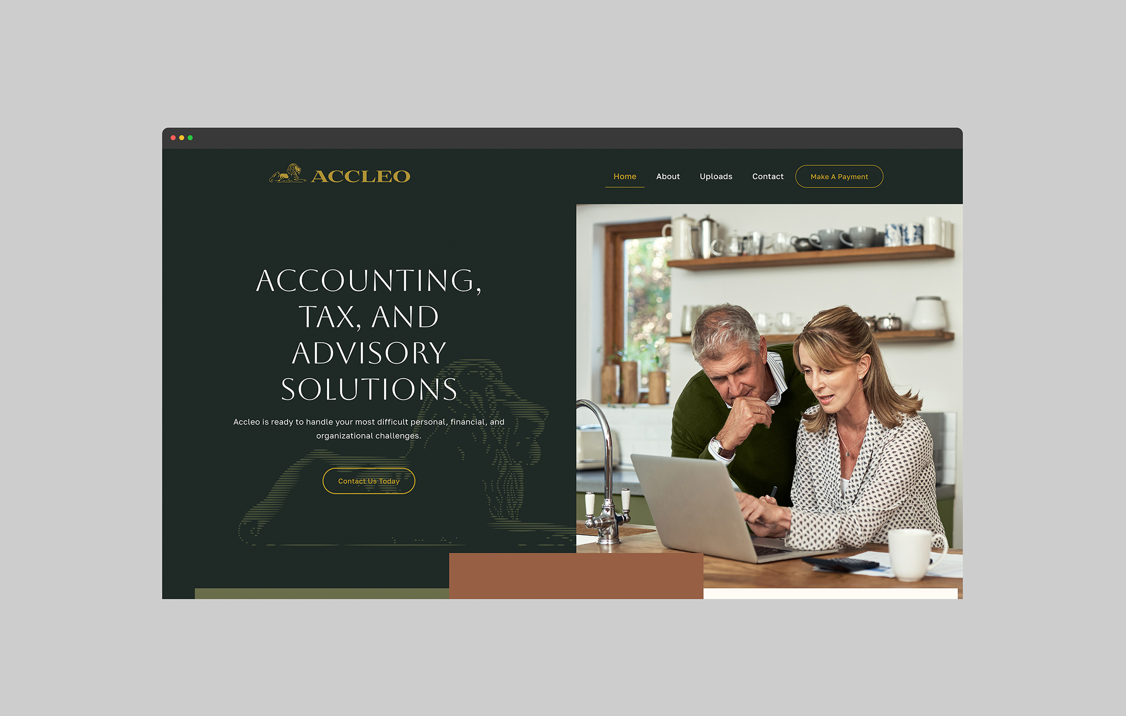 Accleo website design page 1