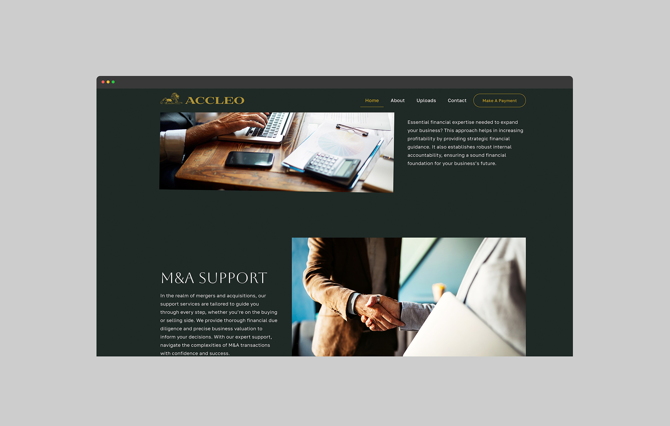 Accleo website design page 4