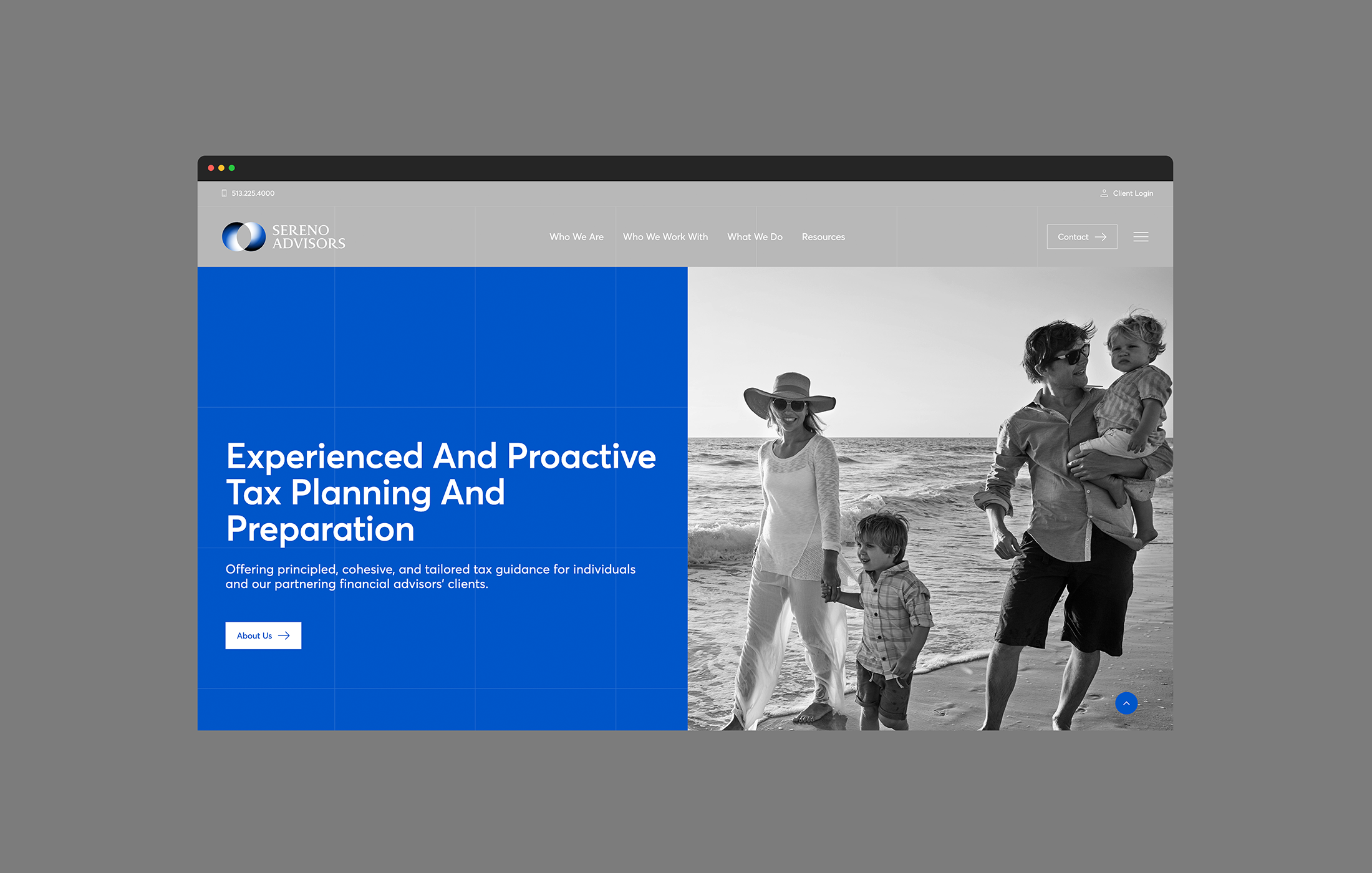 sereno advisors tax planning website design home page